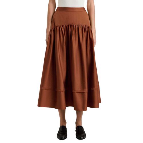 Veronika Maine Stretch Cotton Sateen Midi Skirt